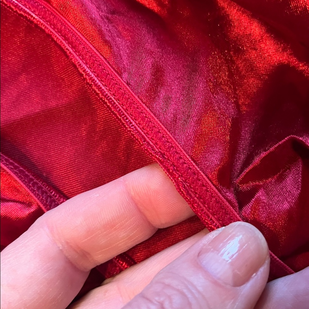 Vintage 90s Red Shiny Satin Vassarette Logo waistband Briefs Panties XL no tags - Picture 10 of 12